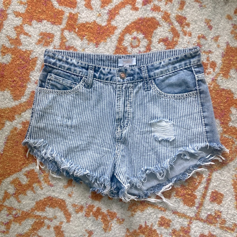 VICI Railroad Stripe Jean Shorts